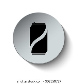 Soda icon. Can icon. Cola icon. Beverage icon. Button. Vector illustration