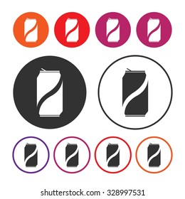 Soda icon. Can icon. Cola icon. Beverage icon. Button. Vector illustration