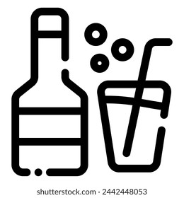 icono de soda en estilo de línea discontinua