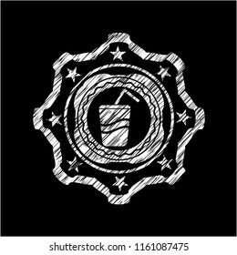 soda icon drawn chalk emblem, retro style, chalk or chalkboard texture