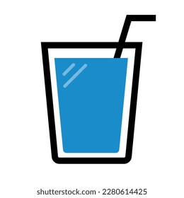 Soda icon with drinking straw. Vector.