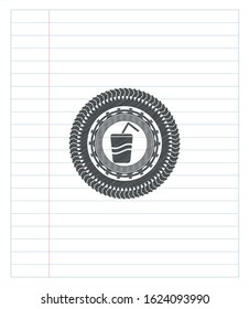 soda icon emblem with pencil effect. Vector Illustration. Detailed.