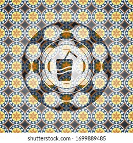 soda icon inside arabesque badge. arabic decoration.