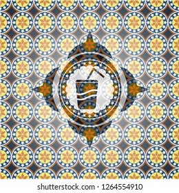 soda icon inside arabic emblem. Arabesque decoration.