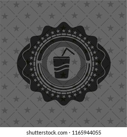 soda icon inside black emblem