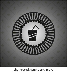 soda icon inside black emblem. Vintage.