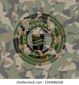 soda icon inside camouflage texture
