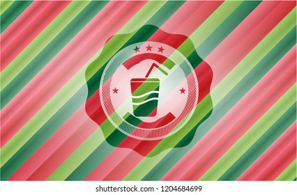 soda icon inside christmas style badge..