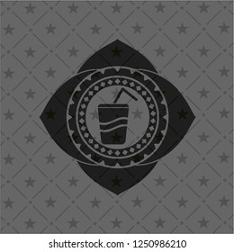 soda icon inside dark emblem. Retro