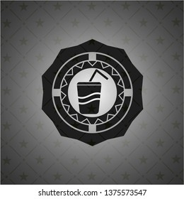 soda icon inside dark emblem