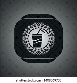 soda icon inside dark emblem. Retro