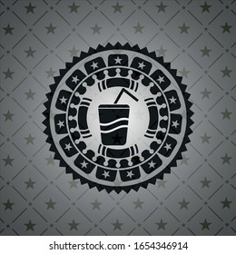 soda icon inside dark emblem