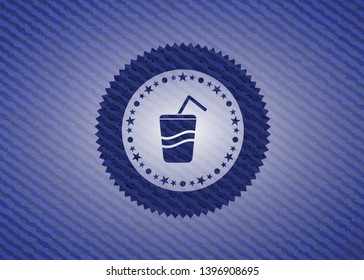 soda icon inside denim background