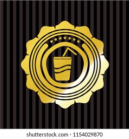 soda icon inside gold badge