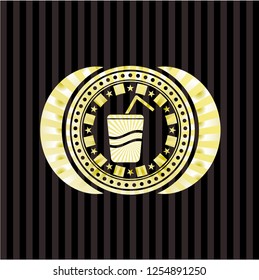 soda icon inside golden emblem