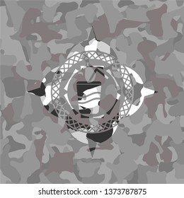 soda icon inside grey camouflage texture