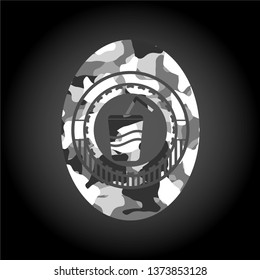soda icon inside grey camouflage texture