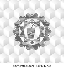 soda icon inside grey icon or emblem with geometric cube white background