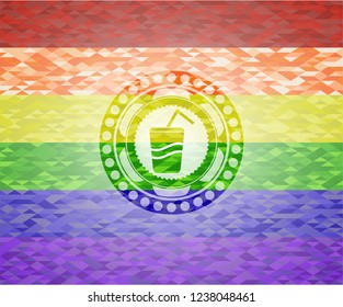 soda icon inside lgbt colors emblem 