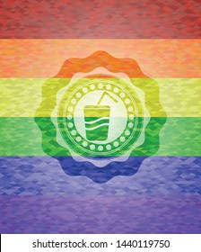 soda icon inside lgbt colors emblem 