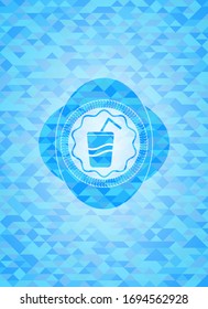 soda icon inside light blue mosaic emblem