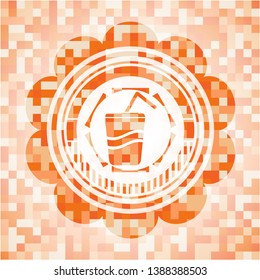 soda icon inside orange mosaic emblem