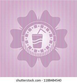 soda icon inside pink emblem. Vintage.