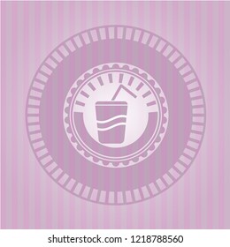 soda icon inside pink emblem. Vintage.