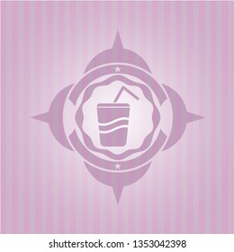 soda icon inside pink emblem