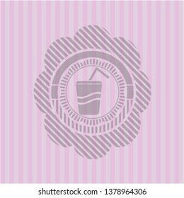 soda icon inside pink emblem. Vintage.