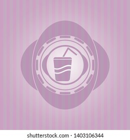 soda icon inside pink emblem