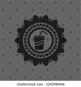 soda icon inside realistic black emblem