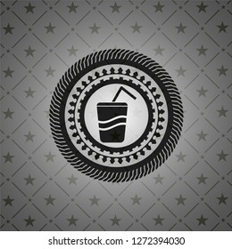 soda icon inside realistic black emblem