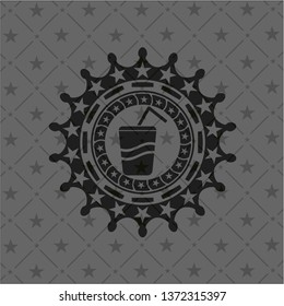 soda icon inside realistic dark emblem