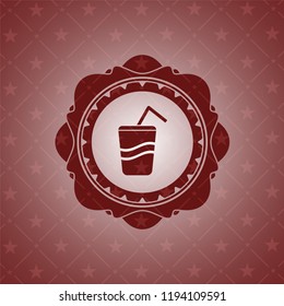 soda icon inside realistic red emblem