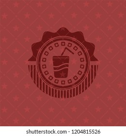 soda icon inside realistic red emblem