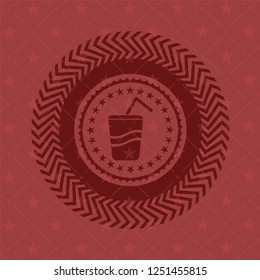 soda icon inside realistic red emblem