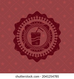 Soda-Symbol in einem realistischen roten Emblem. 