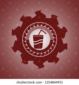 soda icon inside red emblem. Retro