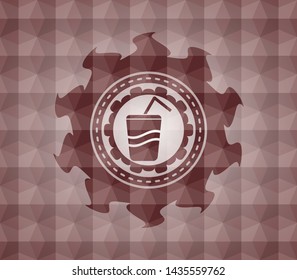 soda icon inside red geometric badge. Seamless.