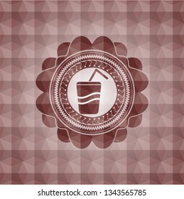 soda icon inside red polygonal badge. Seamless.