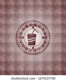 icono de refresco en el interior del emblema rojo sin fisuras con un patrón geométrico.