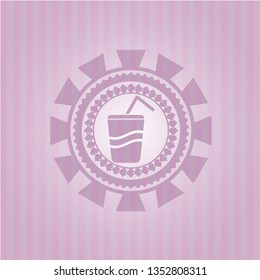 soda icon inside retro pink emblem