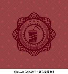 soda icon inside retro red emblem