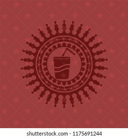soda icon inside retro style red emblem