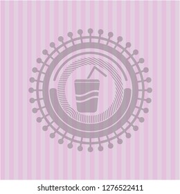 soda icon inside retro style pink emblem