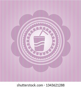 soda icon inside retro style pink emblem