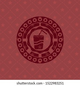 soda icon inside retro style red emblem