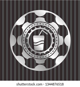 soda icon inside silver badge