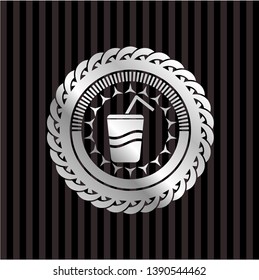 soda icon inside silver badge or emblem